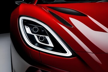LED headlights red super car.