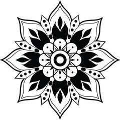 Black and White Mandala Pattern Featuring Intricate Floral