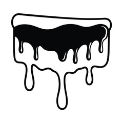 Sweet brown liquid chocolate drip vector illustration