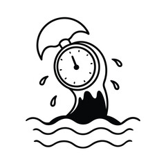 A cute cartoon fish alarm clock illustration signals time to wake up