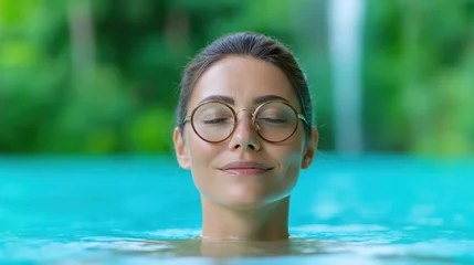 Fotobehang Successful entrepreneur relaxes in tranquil spa retreat after closing a multi-million-dollar deal © Роман Варнава