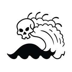 Black cartoon skull vector illustration, a morbid symbol design