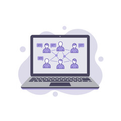 Laptop displaying team brainstorming in startup planning  