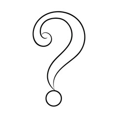 A 3D black question mark icon on white, a symbol of inquiry
