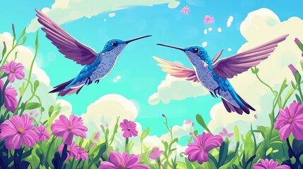 Fototapeta premium pair of humming birds