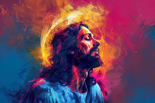 Painting of Jesus with a golden halo