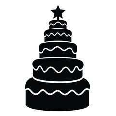 Elegant Four Tiered Cake With Star Topper Celebration Design Element