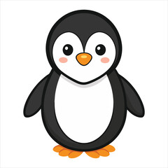 Fototapeta premium Cheerful Cartoon Penguin with Winter Scarf and Hat in Snowy Setting