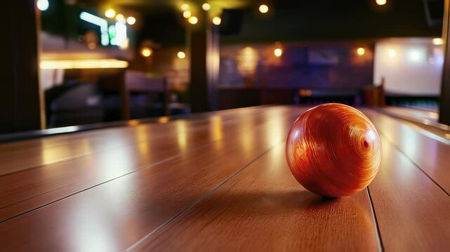 Bowling Ball Rolling on Alley