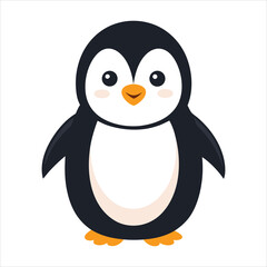Fototapeta premium Cheerful Cartoon Penguin with Winter Scarf and Hat in Snowy Setting