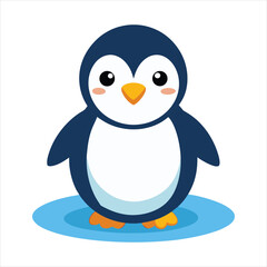 Obraz premium Cheerful Cartoon Penguin with Winter Scarf and Hat in Snowy Setting