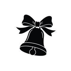 Elegant Black And White Bell Silhouette With Bow Vector Illustration Icon