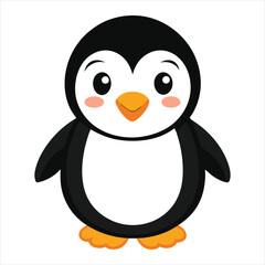 Cheerful Cartoon Penguin with Winter Scarf and Hat in Snowy Setting