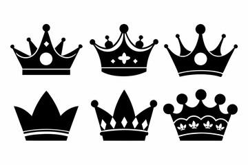 The crown icon set silhouette black vector bundle