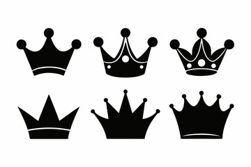 The crown icon set silhouette black vector bundle
