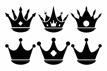 The crown icon set silhouette black vector bundle