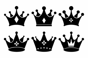 The crown icon set silhouette black vector bundle