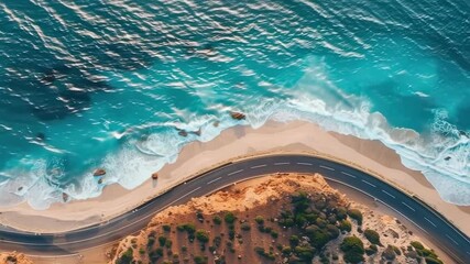 top view of a beautiful road near the ocean