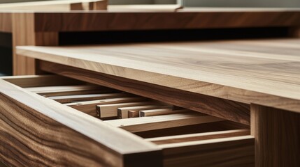 Carpenter assembling a custom desk for an office. Featuring attention to detail and craftsmanship