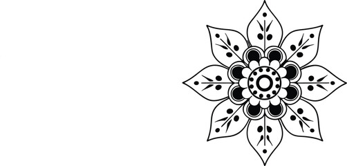 Black and White Mandala Pattern Featuring Intricate Floral