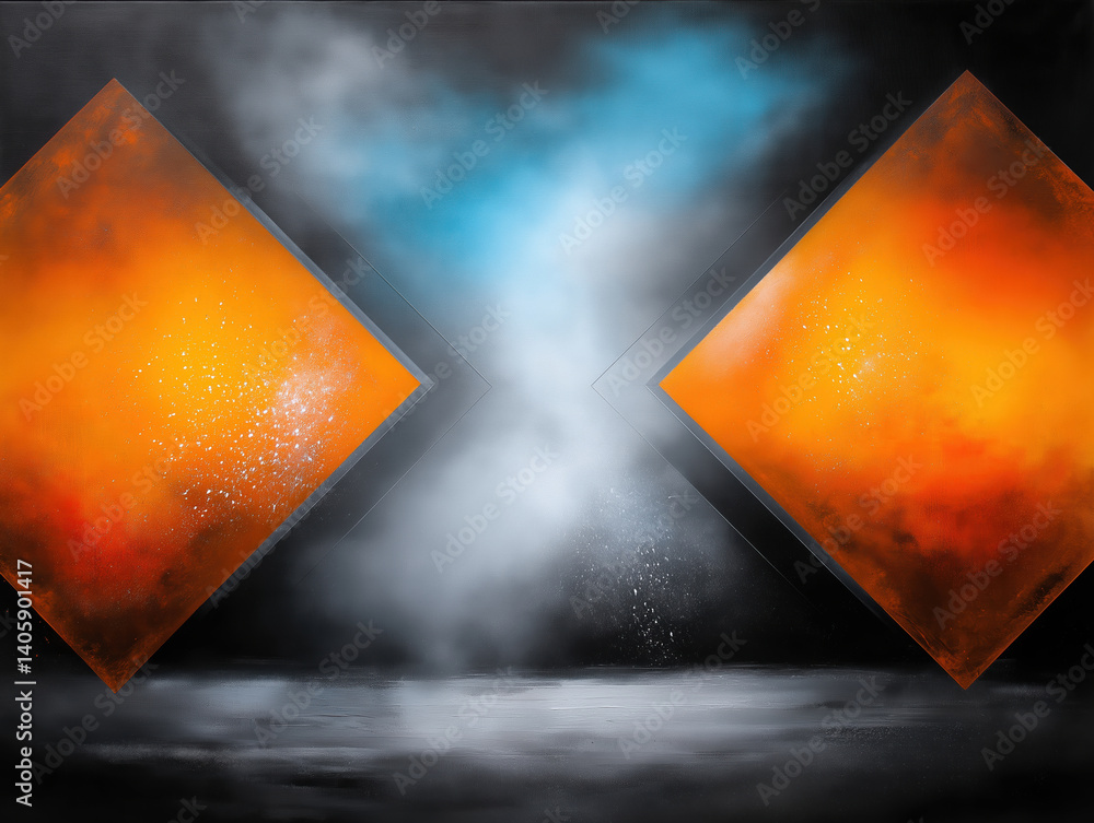 Aufkleber abstract artwork featuring dynamic colors and shapes in a modern setting