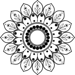 Black and White Mandala Pattern Featuring Intricate Floral