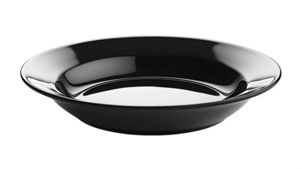 Black dinner plate isolated on white background, HD, realistic