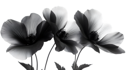 Black flower silhouette, elegant floral design, realistic, isolated on white background