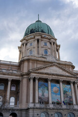 Fototapeta premium Buda Castle or Royal Palace or Royal Castle is historical castle and palace complex of Hungarian kings in Budapest, Hungary, Europe. Vertical image