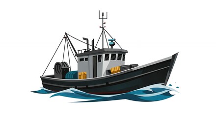 Fishing boat illustration graphic design