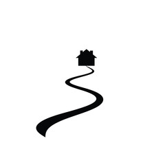 House Silhouette With Winding Path Design Element Symbol Of Home Journey