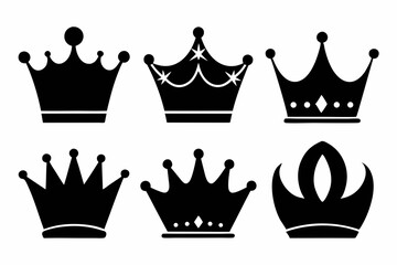 the crown icon set sihouette black vector bundle
