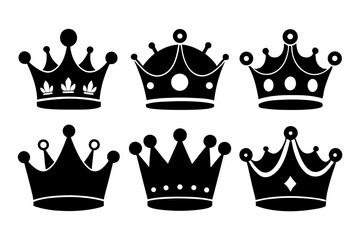 the crown icon set sihouette black vector bundle