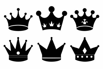 the crown icon set sihouette black vector bundle