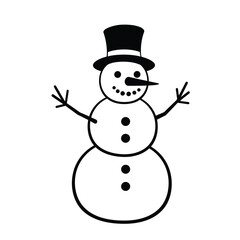 Snowman Line Art Vector Graphic Simple Black And White Illustration