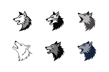 wolf head howling vector art silhouette