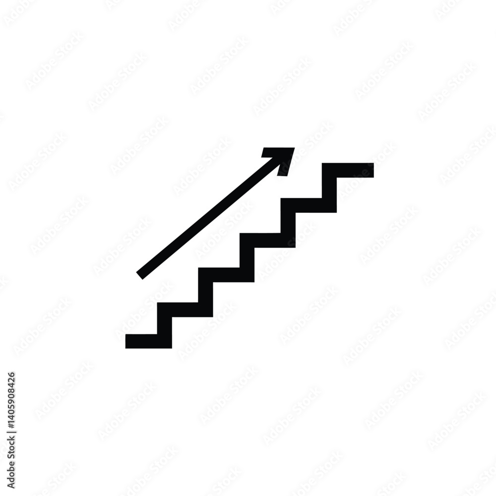 Poster staircase with arrow symbolizing growth and progress in business and career development