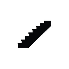 Fototapeta premium Staircase Minimalist Vector Icon Isolated On White Background Stairway Black Silhouette