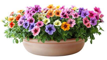 Naklejka premium Bright potted flowers in bloom, isolated on white background
