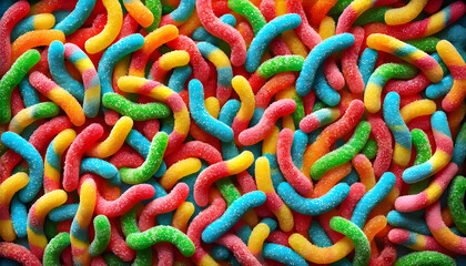 Bright Colorful Fizzy Gummy Worms wallpaper desktop background