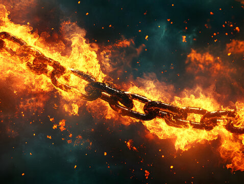 Fiery chain breaks free