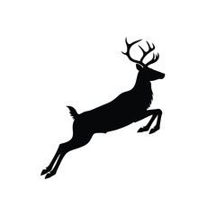Black Silhouette Of A Reindeer Leaping On A White Background Vector Image