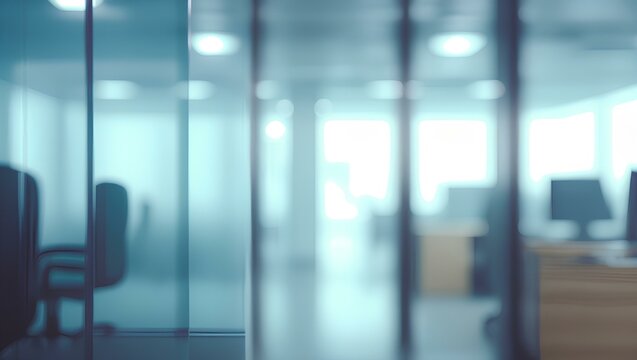 Intentional blur in contemporary office environment to evoke dynamism and innovation, ideal for marketing agencies.