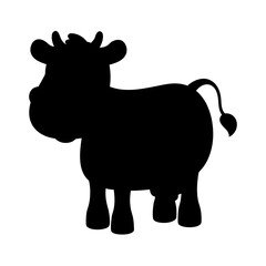 Cute Cartoon Cow Silhouette Vector for Kids and Farm-Themed Designs, Cute Cow Vector, Cartoon Cow Icon, Baby Cow Silhouette



