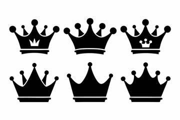 The croblack, vector, icon, set, crown, silhouette, design, collection, illustration, graphic, symbol, isolated, bundle, drawing, art, king, outline, pack, quwn icon set silhouette black vector bundle
