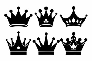 The croblack, vector, icon, set, crown, silhouette, design, collection, illustration, graphic, symbol, isolated, bundle, drawing, art, king, outline, pack, quwn icon set silhouette black vector bundle