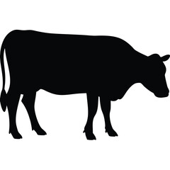 Cow Silhouette Stock Image, Cow Art, Farm Logo, Animal Vector

