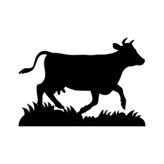 Black Cow Silhouette Lying Down, Cow Silhouette, Farm Icon, Animal Sketch