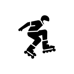 Inline Skater Mid-Jump with Knees Tucked Black Icon
