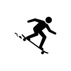 Longboarder Leaning Sideways Downhill Black Icon Minimal